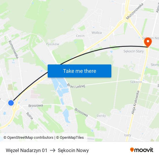 Węzeł Nadarzyn 01 to Sękocin Nowy map