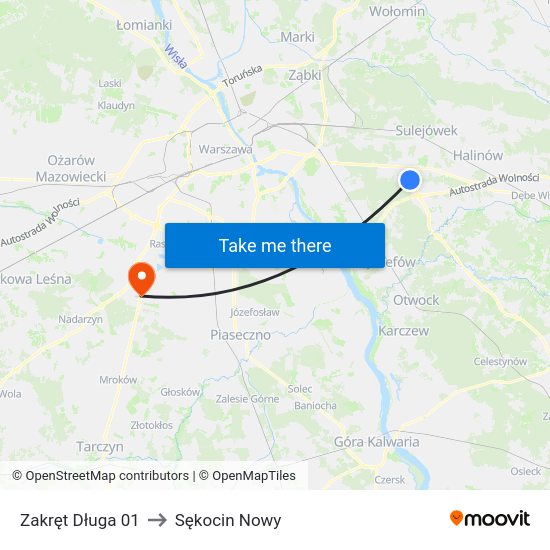 Zakręt Długa 01 to Sękocin Nowy map