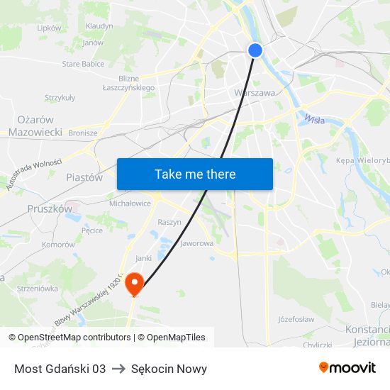 Most Gdański 03 to Sękocin Nowy map