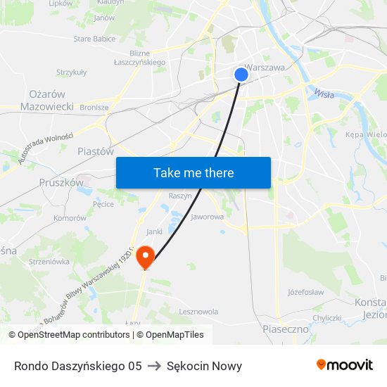 Rondo Daszyńskiego to Sękocin Nowy map