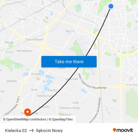 Kielecka to Sękocin Nowy map