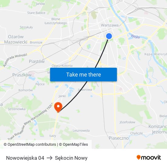 Nowowiejska 04 to Sękocin Nowy map