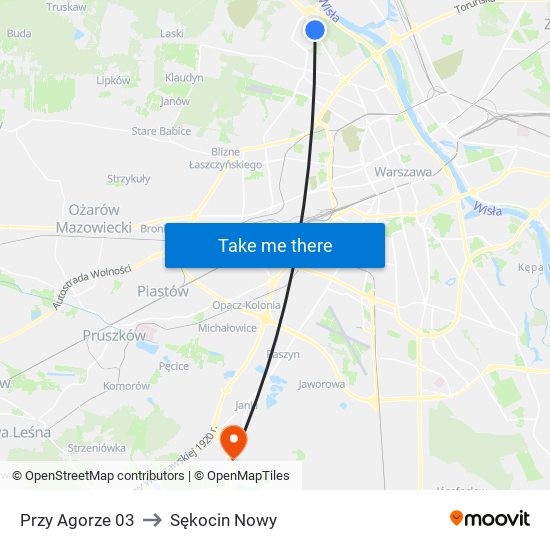 Przy Agorze to Sękocin Nowy map