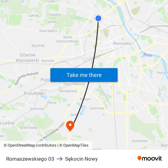 Romaszewskiego 03 to Sękocin Nowy map