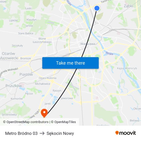 Metro Bródno 03 to Sękocin Nowy map