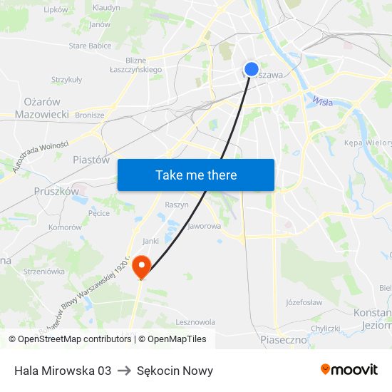 Hala Mirowska 03 to Sękocin Nowy map