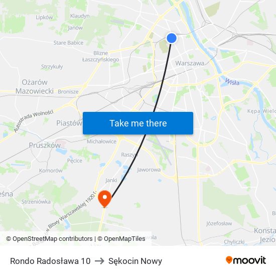 Rondo Radosława 10 to Sękocin Nowy map