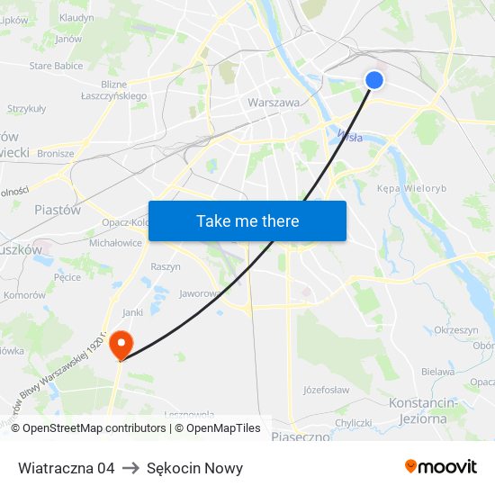 Wiatraczna 04 to Sękocin Nowy map