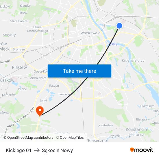 Kickiego 01 to Sękocin Nowy map