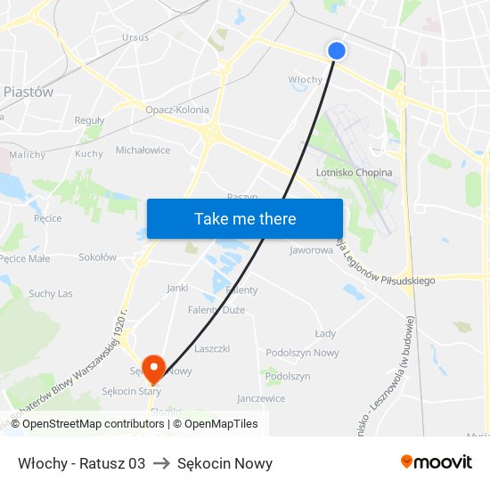 Włochy - Ratusz 03 to Sękocin Nowy map