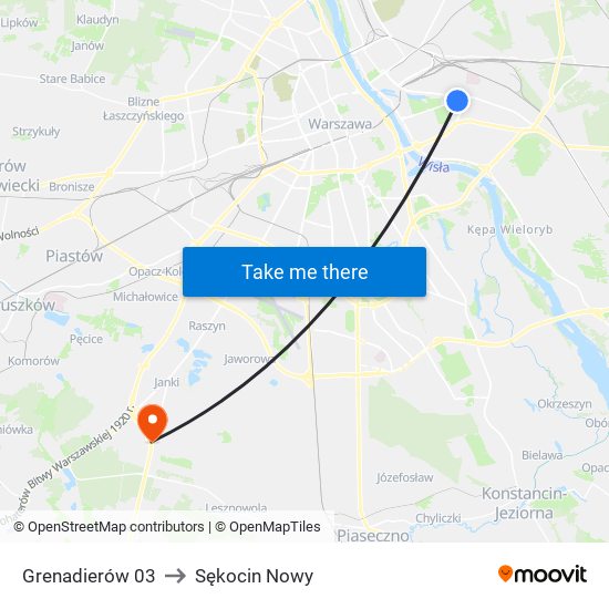 Grenadierów to Sękocin Nowy map