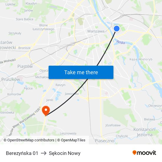 Berezyńska 01 to Sękocin Nowy map