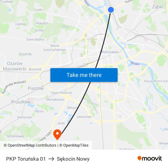 PKP Toruńska 01 to Sękocin Nowy map