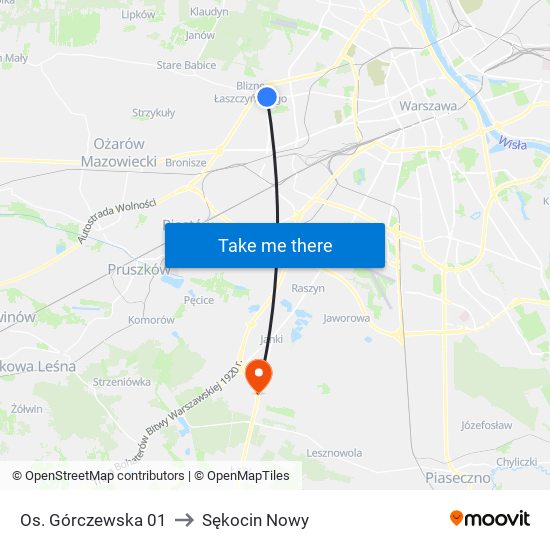 Os. Górczewska 01 to Sękocin Nowy map