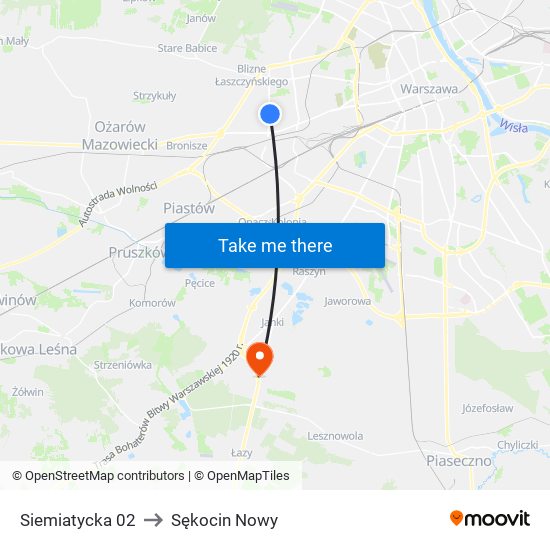 Siemiatycka to Sękocin Nowy map