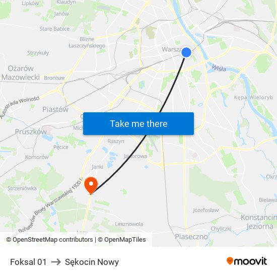 Foksal 01 to Sękocin Nowy map