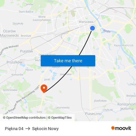 Piękna 04 to Sękocin Nowy map