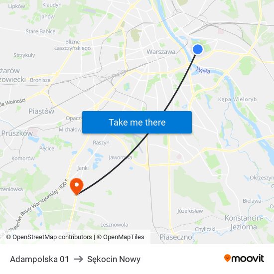 Adampolska 01 to Sękocin Nowy map