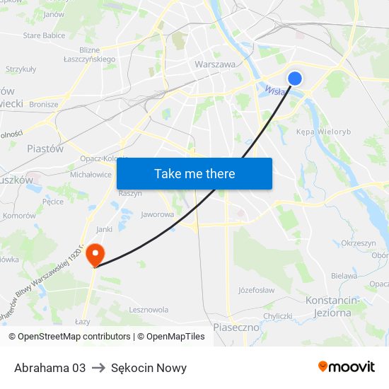 Abrahama 03 to Sękocin Nowy map