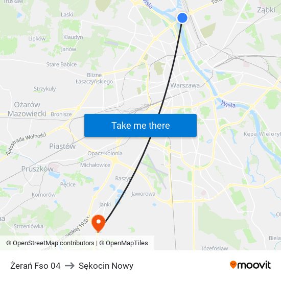 Żerań Fso 04 to Sękocin Nowy map