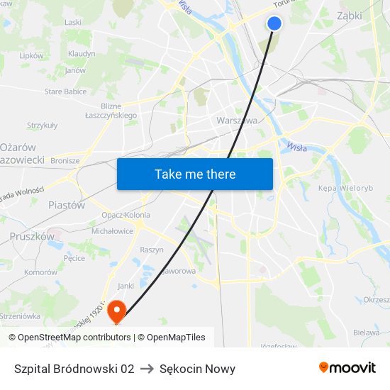 Szpital Bródnowski 02 to Sękocin Nowy map