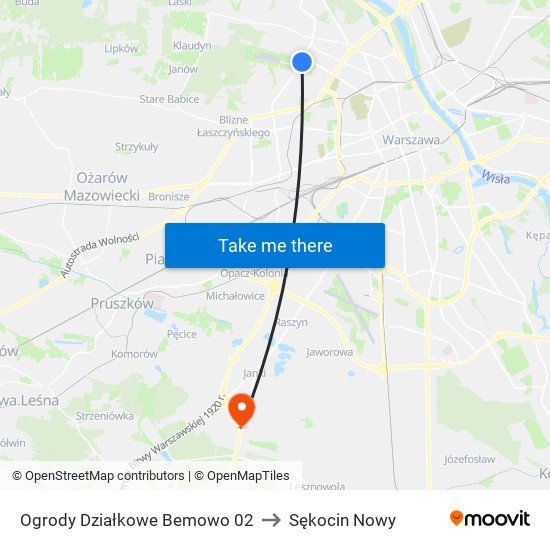 Ogrody Działkowe Bemowo 02 to Sękocin Nowy map