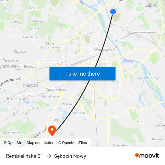 Rembielińska to Sękocin Nowy map