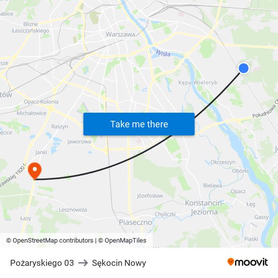 Pożaryskiego to Sękocin Nowy map