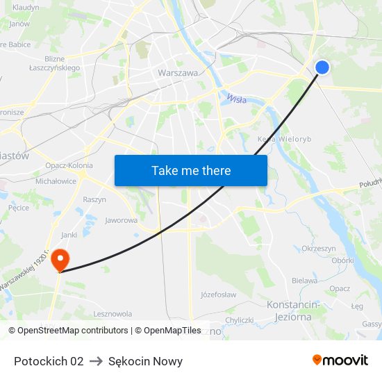 Potockich 02 to Sękocin Nowy map