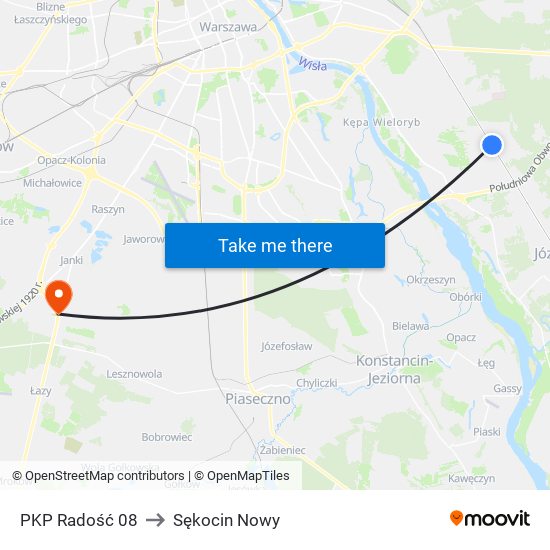 PKP Radość 08 to Sękocin Nowy map