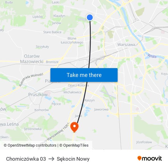 Chomiczówka to Sękocin Nowy map