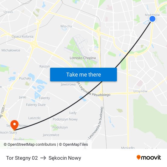 Tor Stegny 02 to Sękocin Nowy map