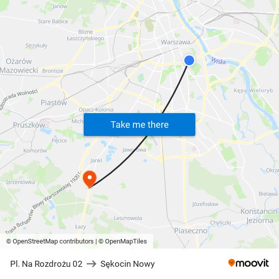 Pl. Na Rozdrożu 02 to Sękocin Nowy map