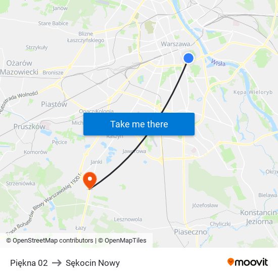 Piękna 02 to Sękocin Nowy map