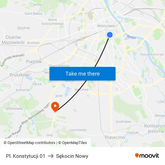 Pl. Konstytucji 01 to Sękocin Nowy map