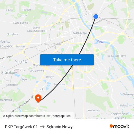 PKP Targówek 01 to Sękocin Nowy map