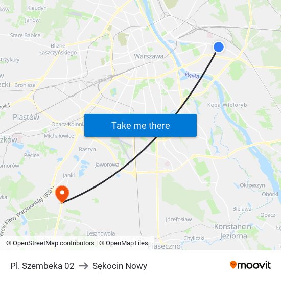 Pl. Szembeka 02 to Sękocin Nowy map