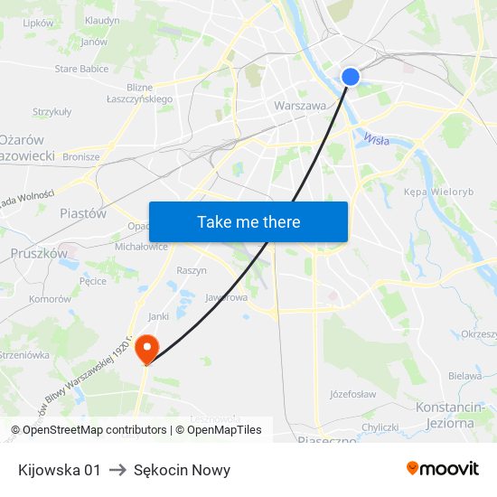 Kijowska 01 to Sękocin Nowy map