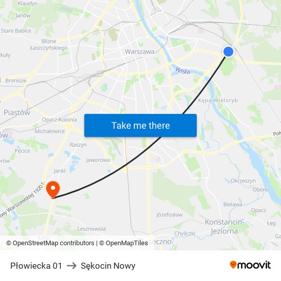 Płowiecka 01 to Sękocin Nowy map