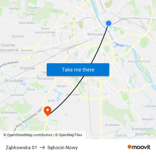 Ząbkowska 01 to Sękocin Nowy map