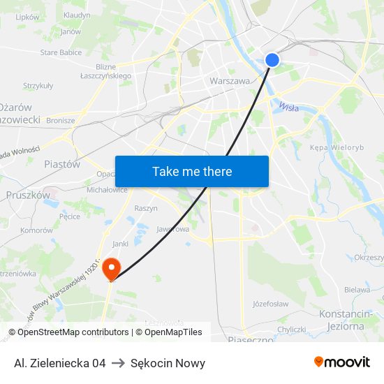 Al. Zieleniecka 04 to Sękocin Nowy map