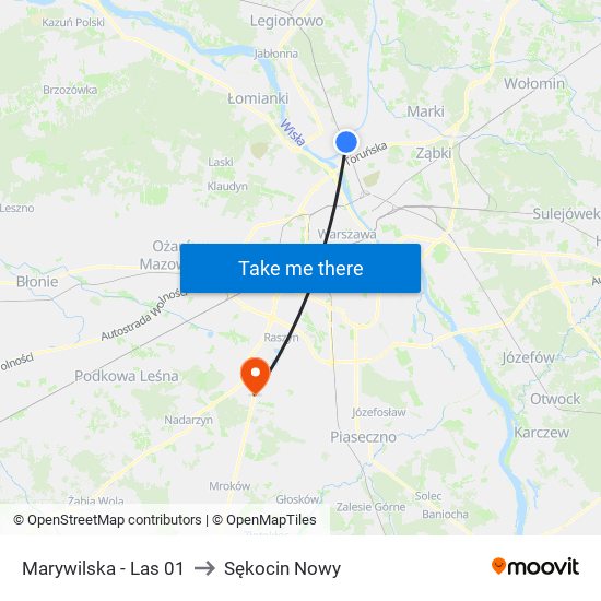 Marywilska - Las 01 to Sękocin Nowy map