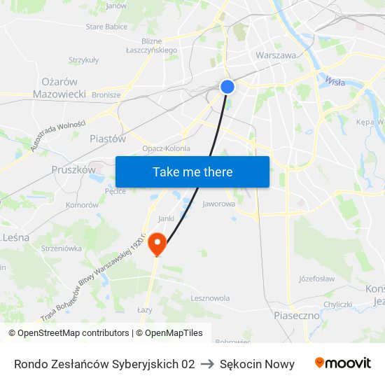 Rondo Zesłańców Syberyjskich 02 to Sękocin Nowy map