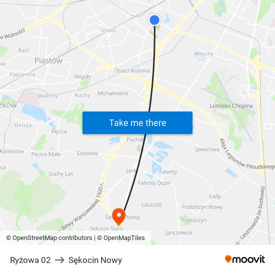 Ryżowa 02 to Sękocin Nowy map