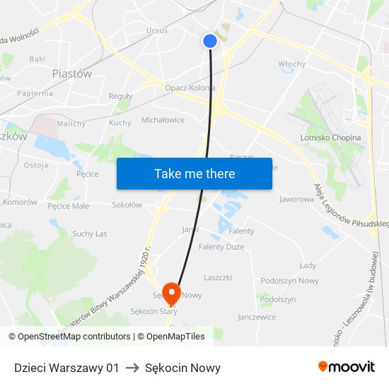 Dzieci Warszawy to Sękocin Nowy map