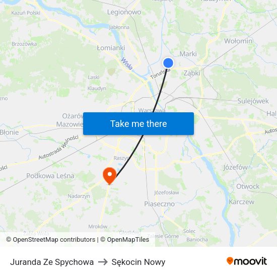 Juranda Ze Spychowa to Sękocin Nowy map