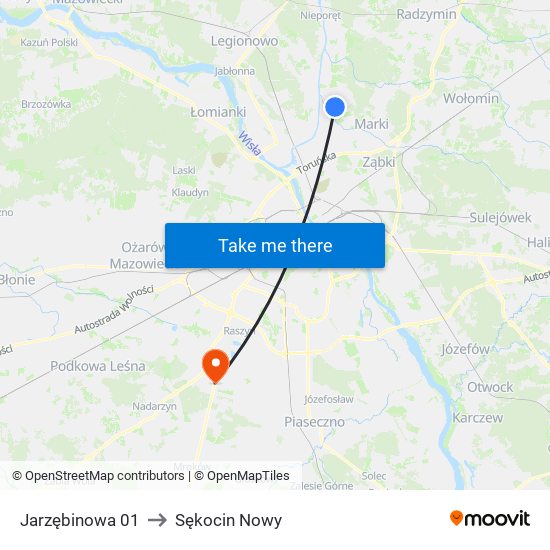 Jarzębinowa to Sękocin Nowy map