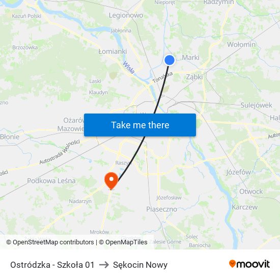 Ostródzka-Szkoła to Sękocin Nowy map