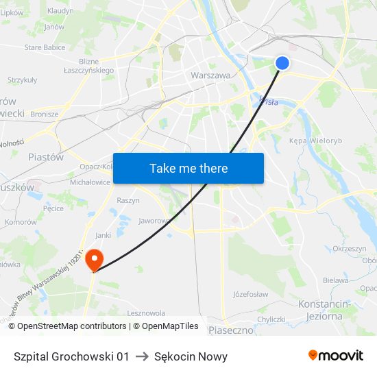 Szpital Grochowski 01 to Sękocin Nowy map