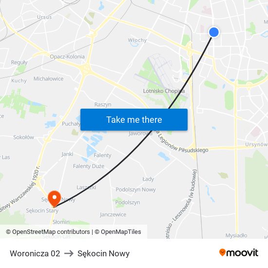 Woronicza 02 to Sękocin Nowy map